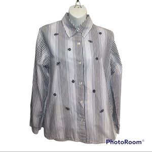 Adeline by Alfred Dunner Button down shirt size 10 in blue and white str…
